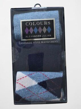 NIB COLOURS 3pk By ALEXANDER JULIAN (Size 8-12) Cashmere Wool Blend Socks